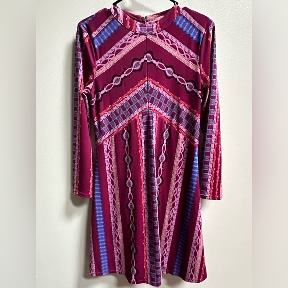 Free People Dresses & Skirts - Free People Stella Graphic Boho A-Line Mini Dress | Size M | Wine